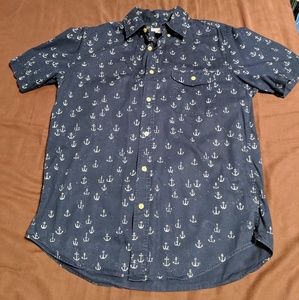 Anchor Pattern Short Sleeve Button-down